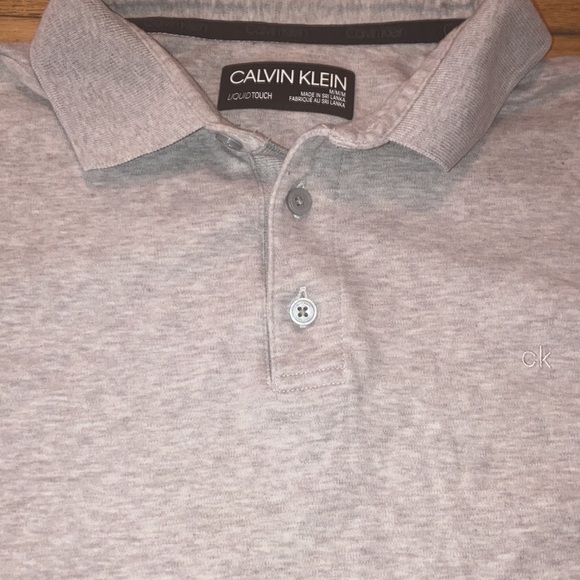 Men’s beige Calvin Klein Polo short sleeve Shirt - Picture 3 of 3